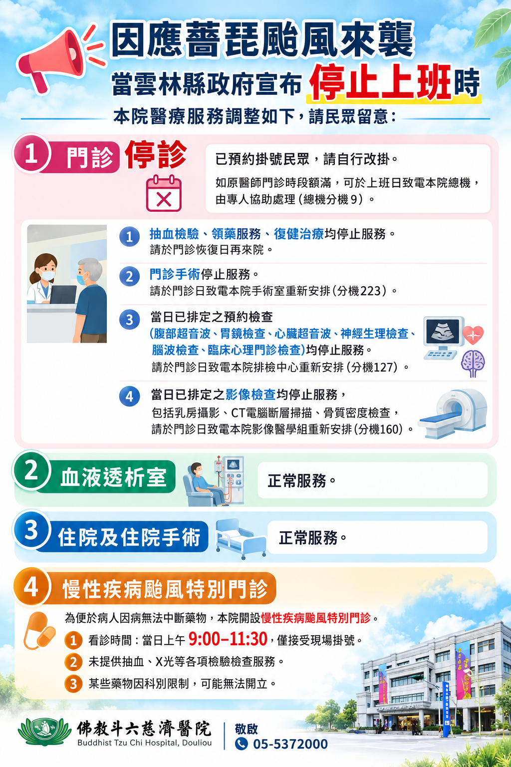 薔琵颱風期間醫療服務調整公告 cdc81